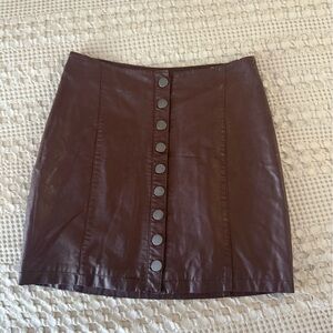 Free people  Button-Front Leather Skirt